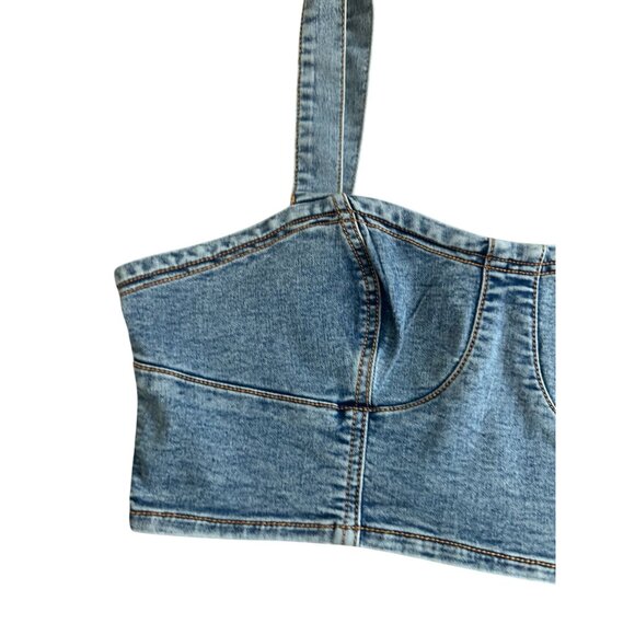 LOVE TRENDS Denim Crop Tank Top Size Medium NEW NWT - Picture 6 of 8